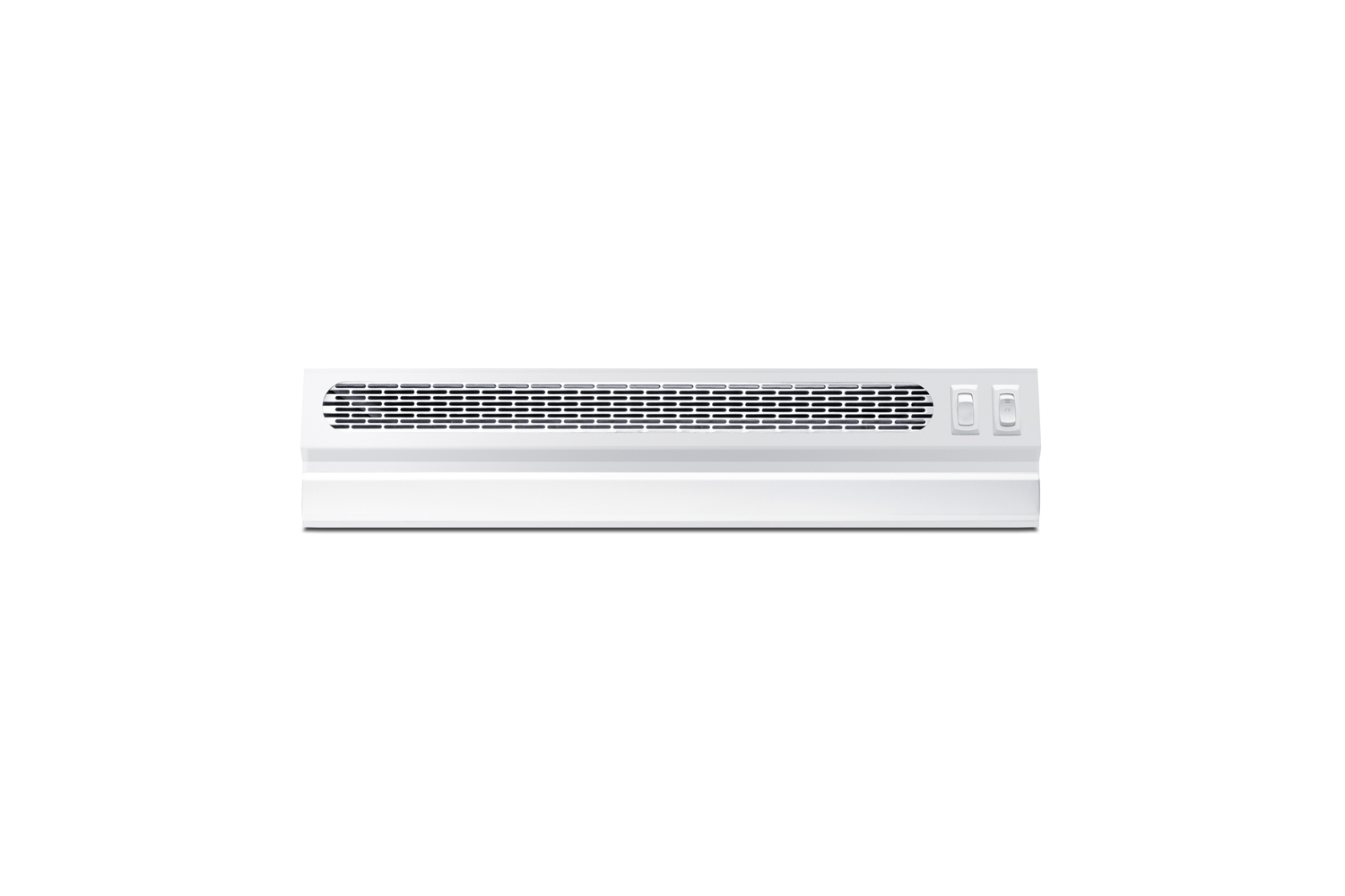 18 inch wide ADA compliant under cabinet retractable range hood for ductless use in white, made in the USA with separate wall switch for ADA applications